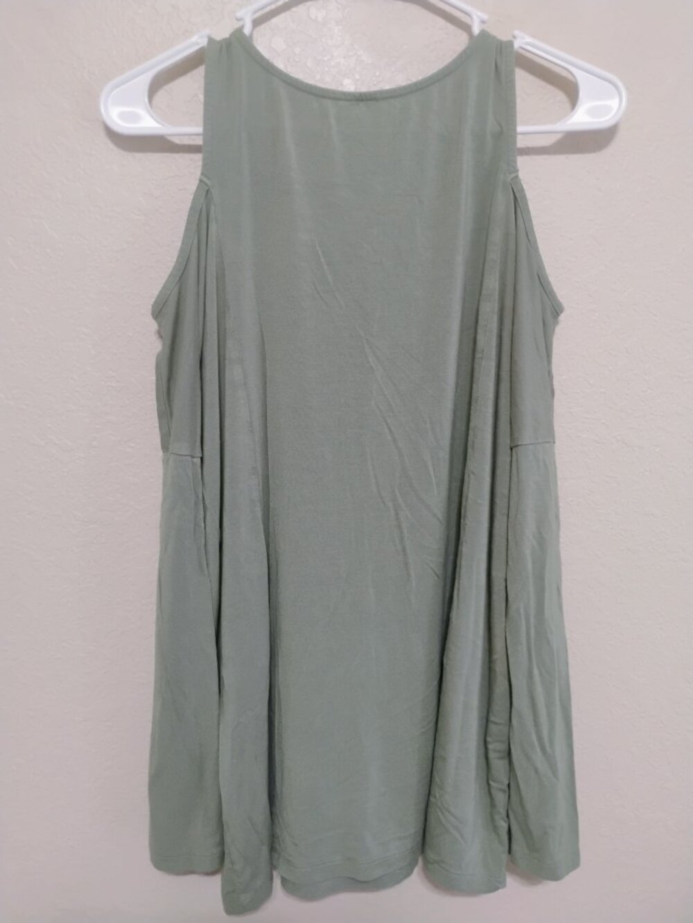 Mittoshop S Sage Green Cold Shoulder Tunic Top Bamboo Stretch Long Sleeve - Picture 5 of 5